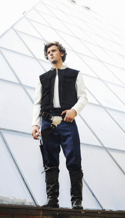 Han Solo inspired cosplay costume with vest shirt belt and leather holster