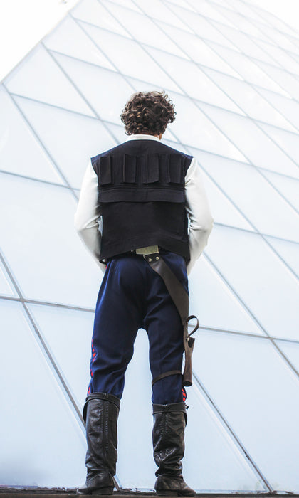 Han Solo inspired cosplay costume with vest shirt belt and leather holster