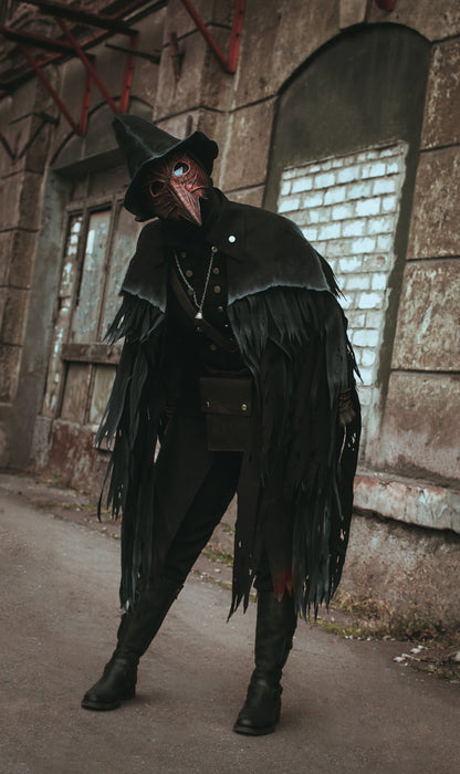 Eileen the Crow inspired Bloodborne cosplay costume with feathered cloak and bird mask