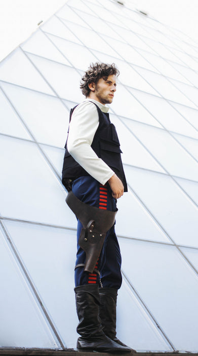 Han Solo inspired cosplay costume with vest shirt belt and leather holster