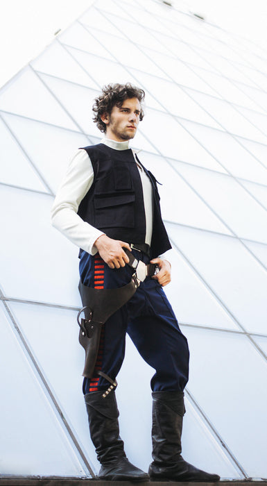Han Solo inspired cosplay costume with vest shirt belt and leather holster