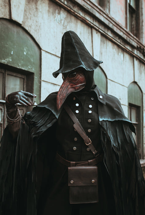 Eileen the Crow inspired Bloodborne cosplay costume with feathered cloak and bird mask