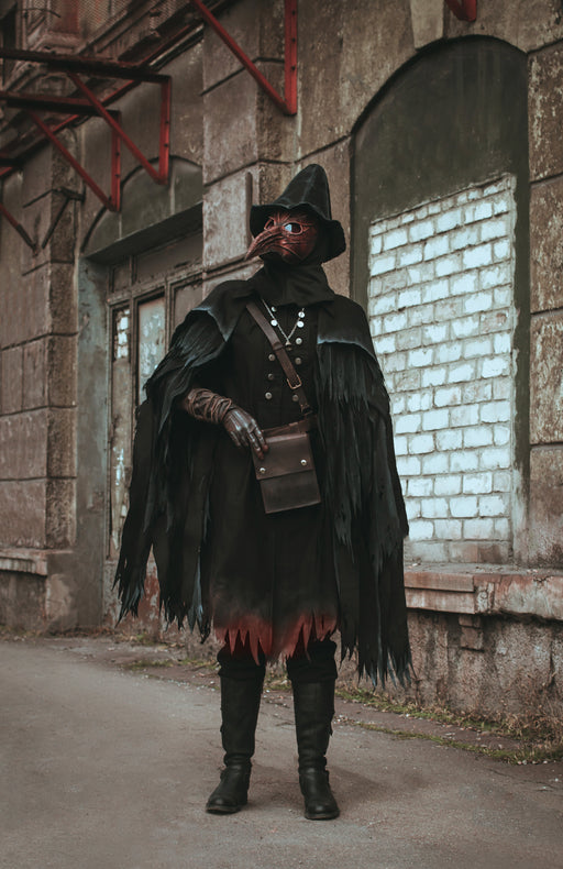 Eileen the Crow inspired Bloodborne cosplay costume with feathered cloak and bird mask