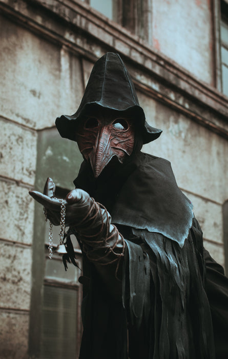 Eileen the Crow inspired Bloodborne cosplay costume with feathered cloak and bird mask
