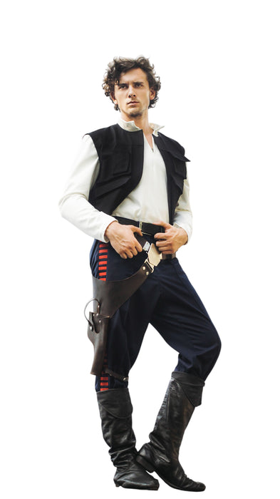 Han Solo inspired cosplay costume with vest shirt belt and leather holster