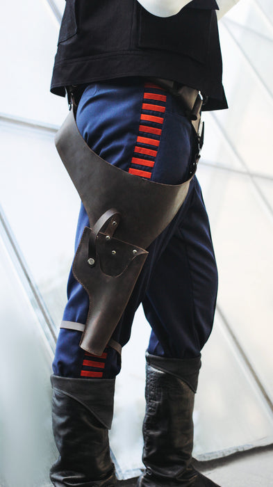 Han Solo inspired cosplay costume with vest shirt belt and leather holster