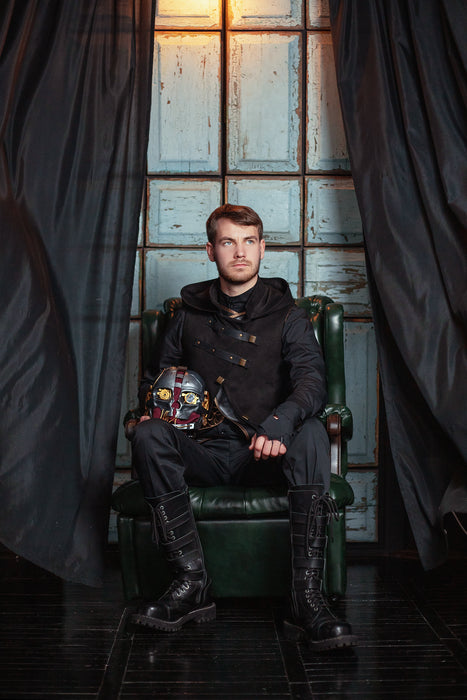 Corvo Attano inspired Dishonored cosplay costume with hood mask and leather details