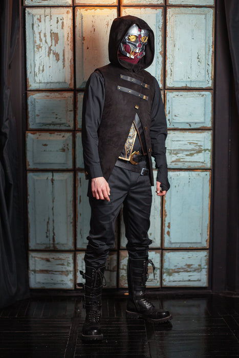 Corvo Attano inspired Dishonored cosplay costume with hood mask and leather details