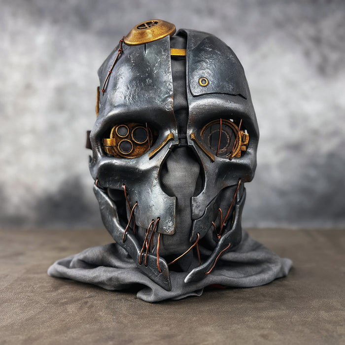 Corvo Attano inspired cosplay mask with steampunk mechanical design details