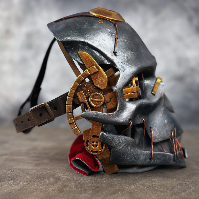 Corvo Attano inspired cosplay mask with steampunk mechanical design details