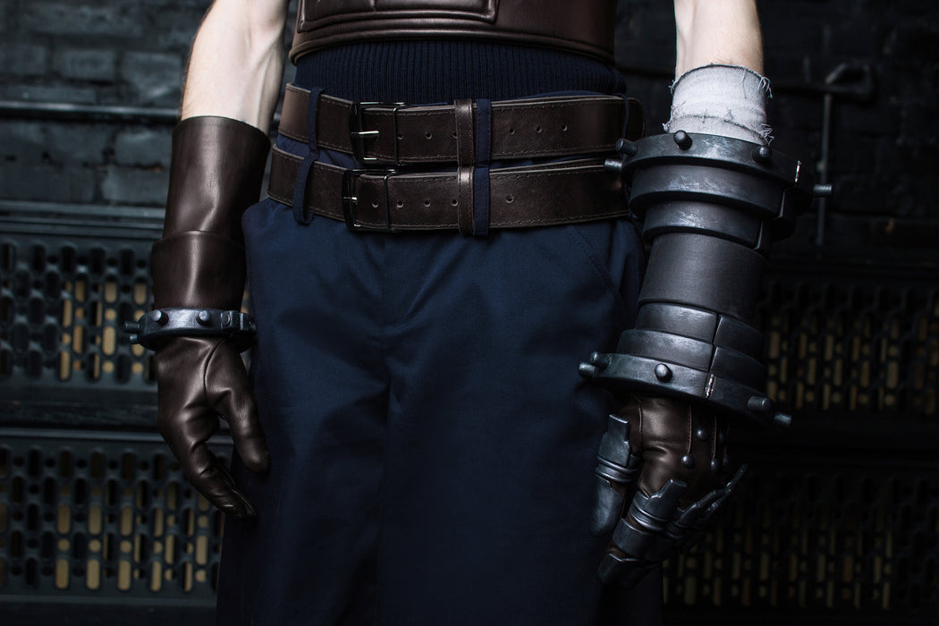 Cloud Inspired Cosplay Gloves & Bracers Set with Armored Details